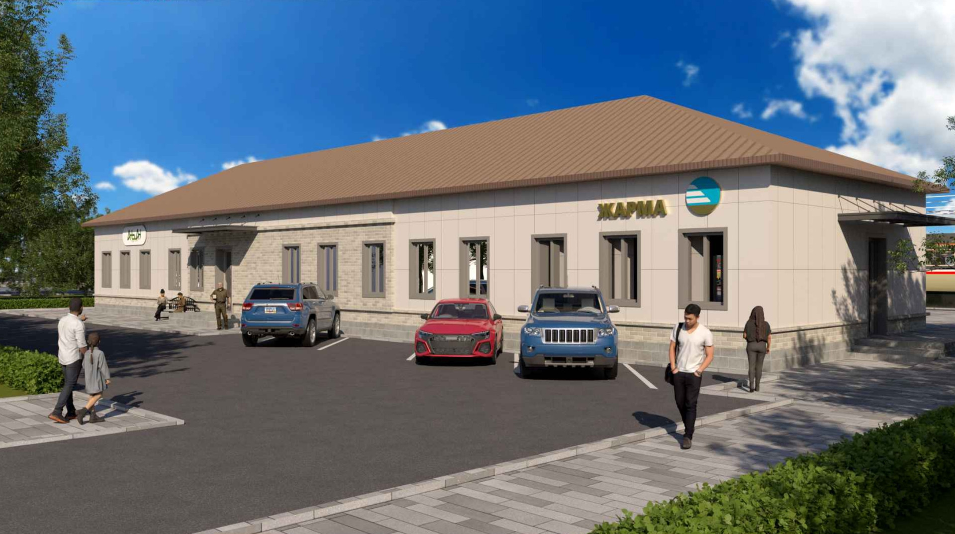 3D-рендер обновленного здания вокзала на станции Жарма к концу 2026 года
